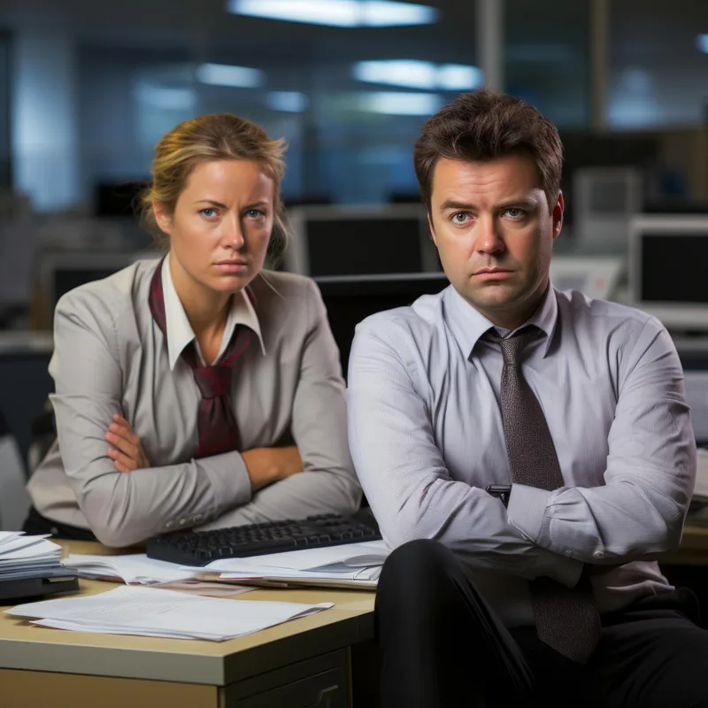 Two colleagues reviewing paperwork, frustrated by unclear pricing.